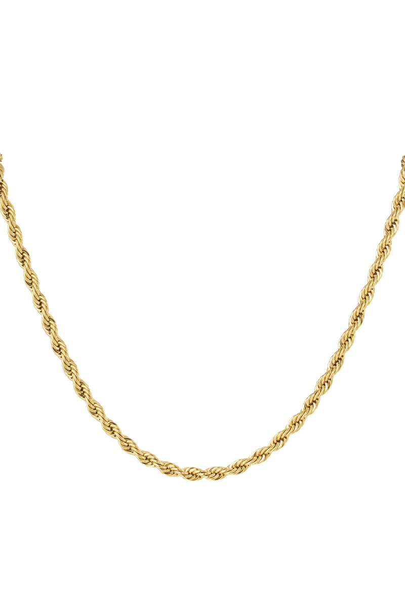 unisex necklace thick twisted 60cm - Gold color-4.5mm