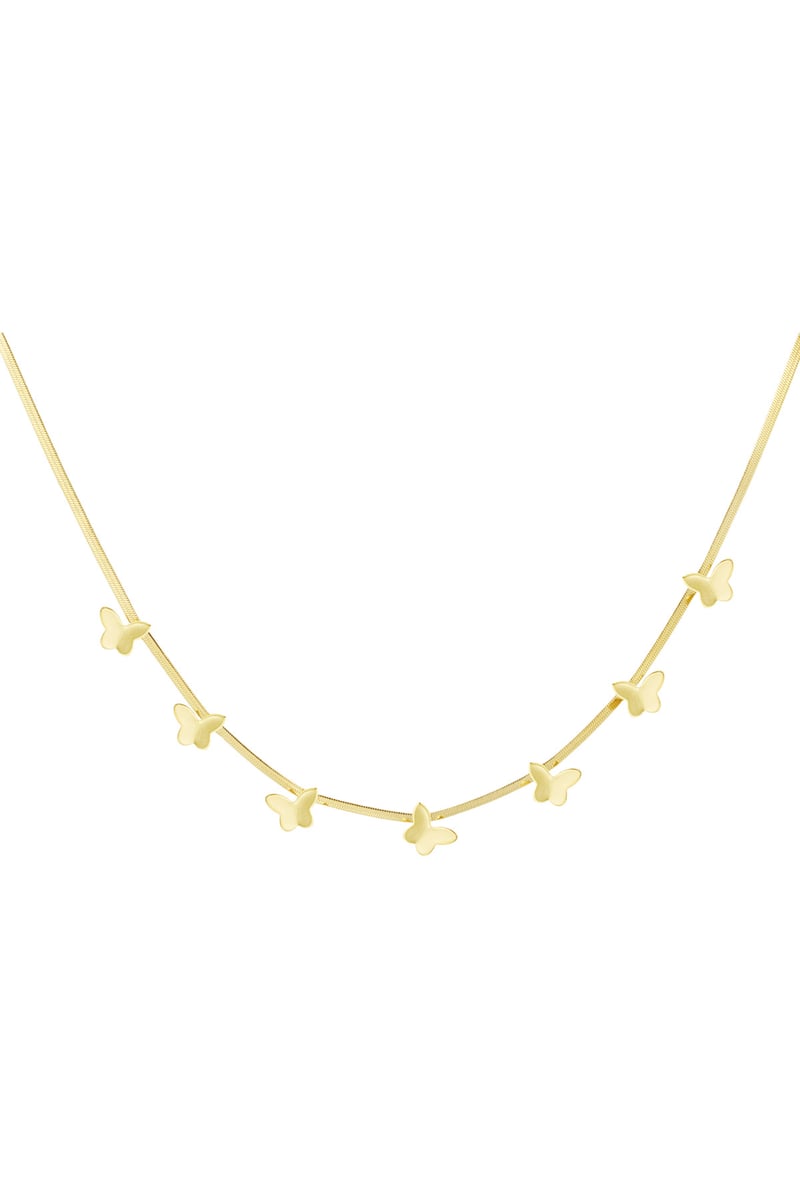 flat link necklace with butterflies