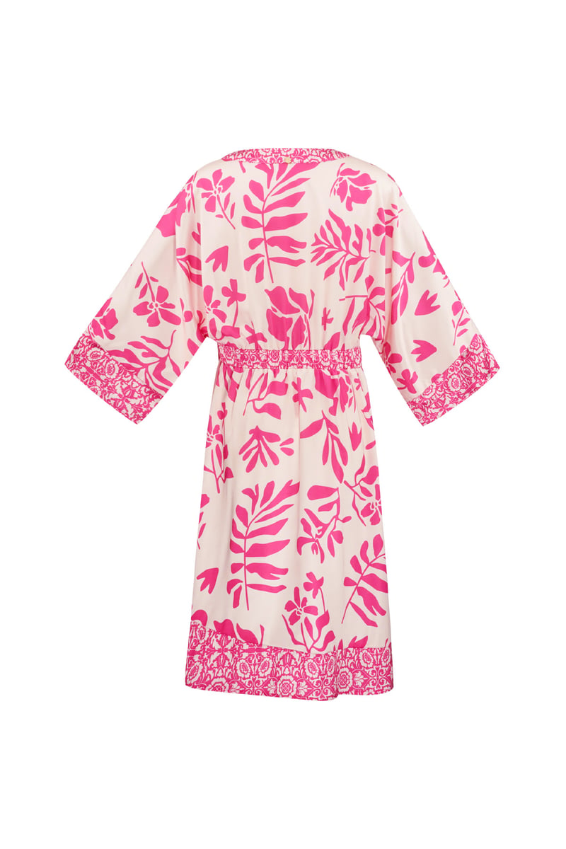 Midi dress with floral print - fuchsia