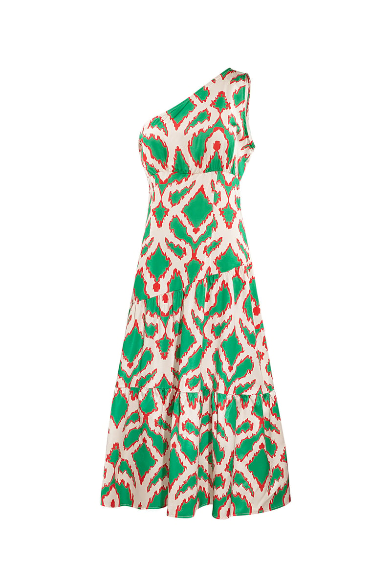 One-shoulder dress tropical bliss - fuchsia