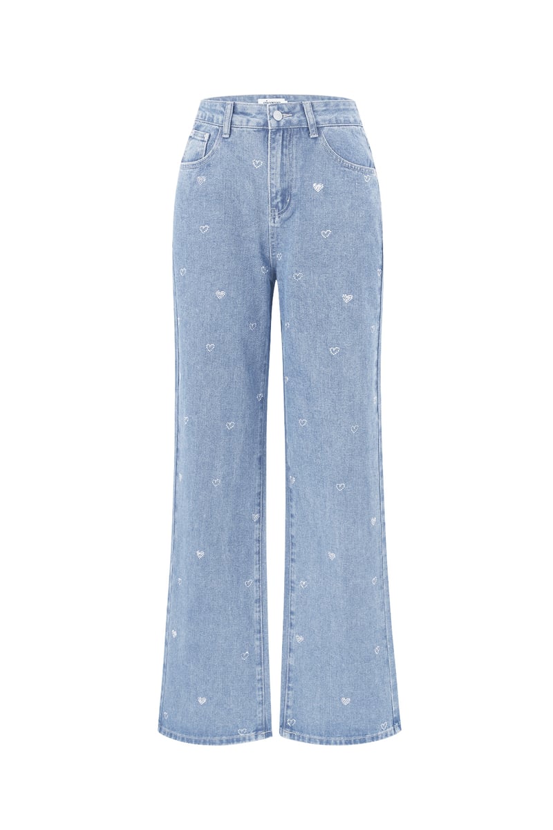 Denim jeans glitter heart