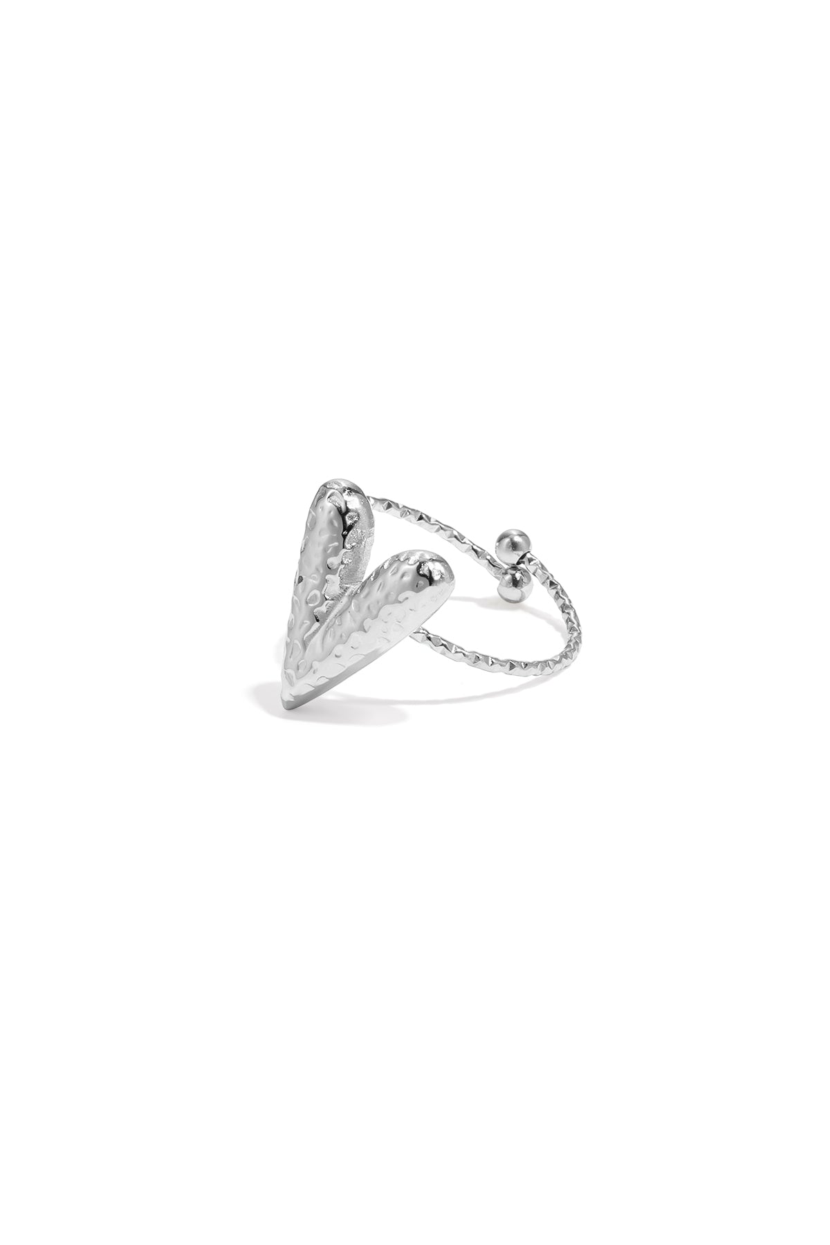 Hammered Structure Heart Ring