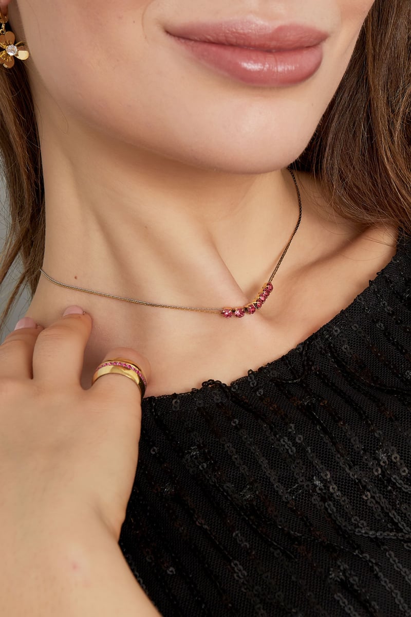Necklace Gold color/silver with stone