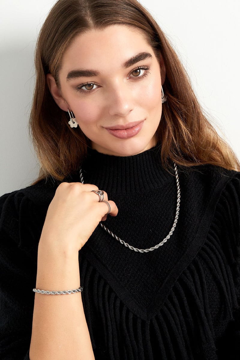 unisex necklace thick twisted 60cm - Gold color-4.5mm