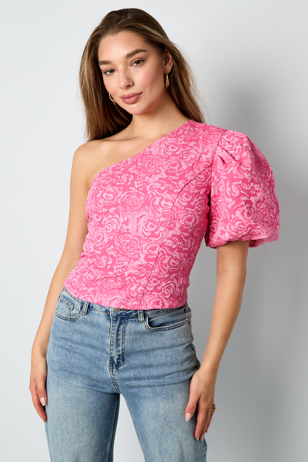 One-Shoulder Floral Print Top