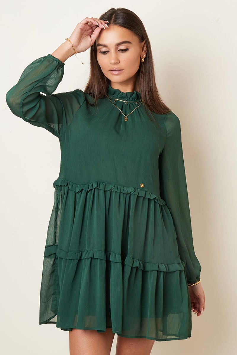 Ruffle chiffon dress Blue S