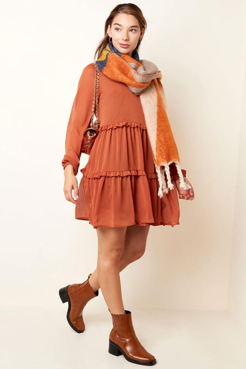Ruffle chiffon dress Blue S