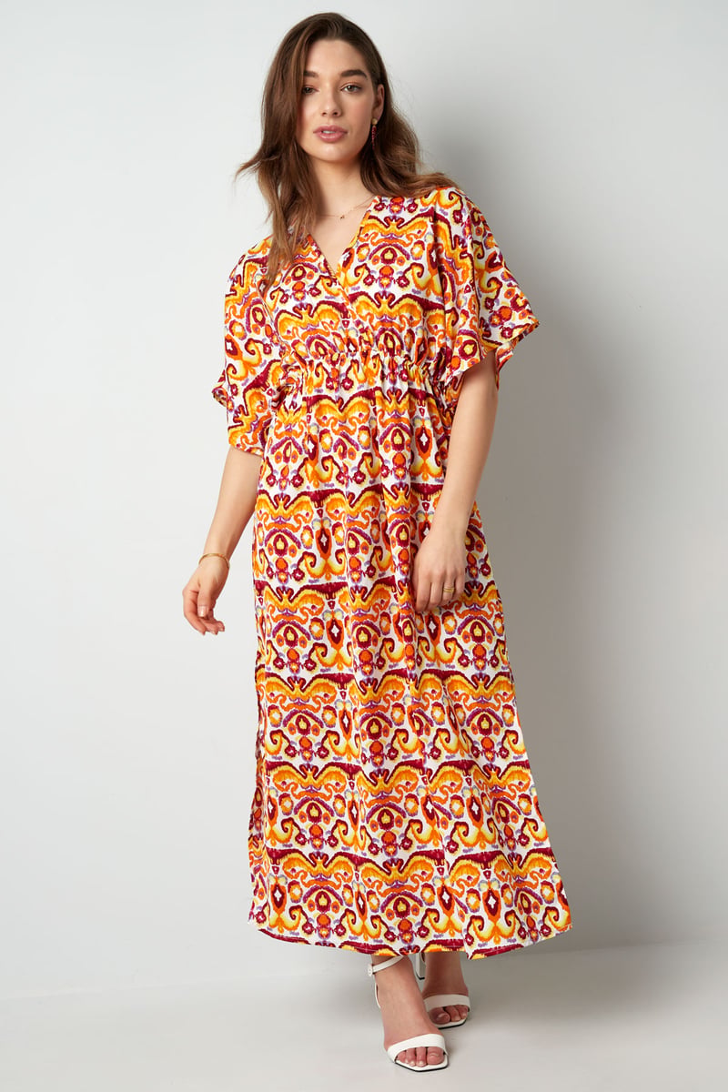 Long dress with print - red/blue - S