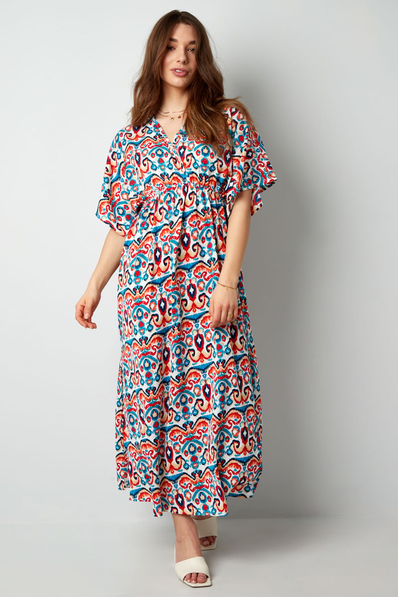 Long dress with print - red/blue - S