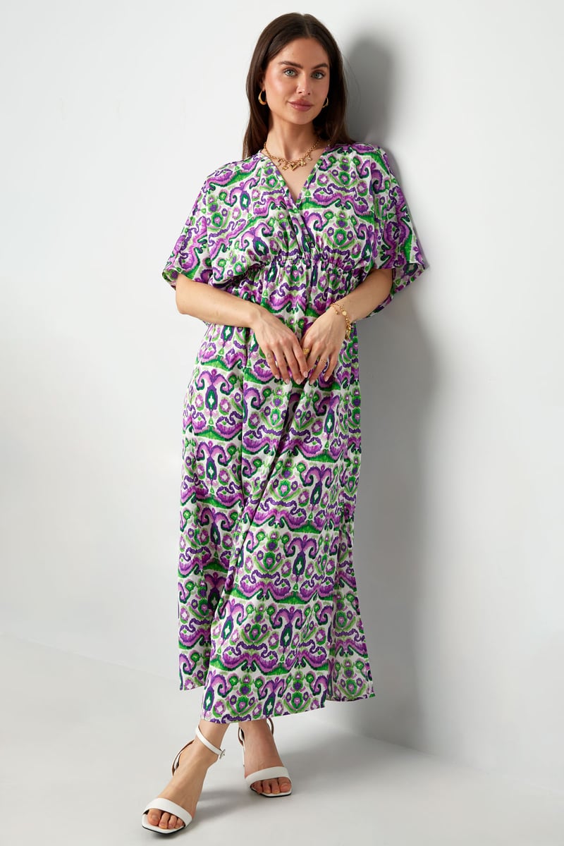 Long dress with print - red/blue - S