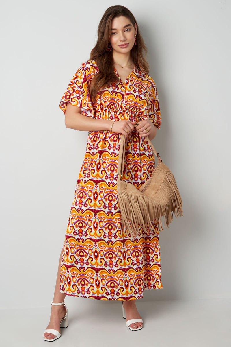 Long dress with print - red/blue - S