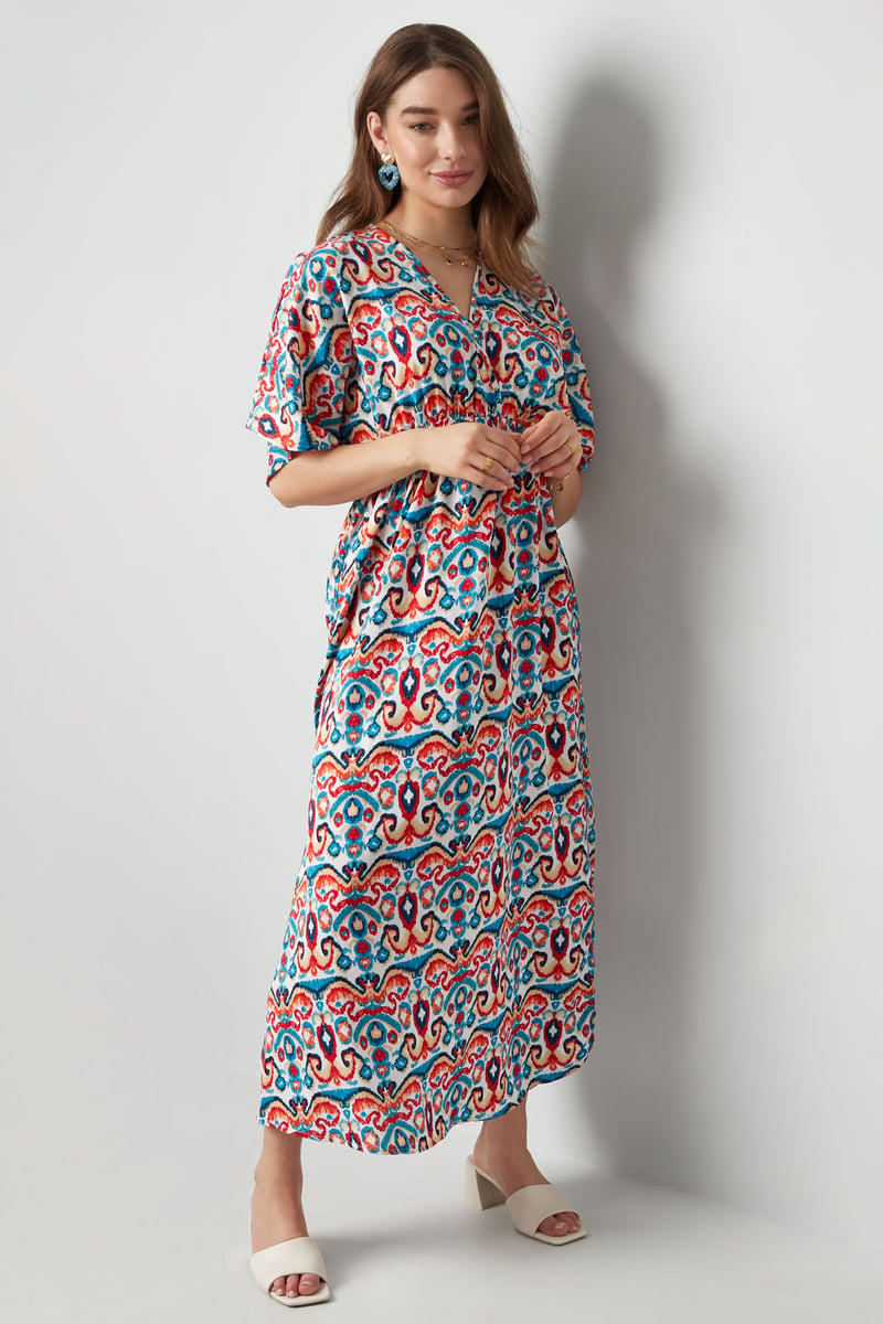 Long dress with print - red/blue - S