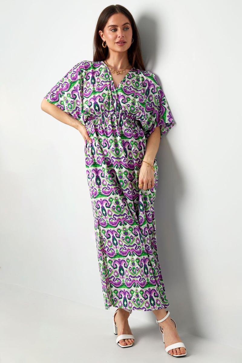 Long dress with print - red/blue - S