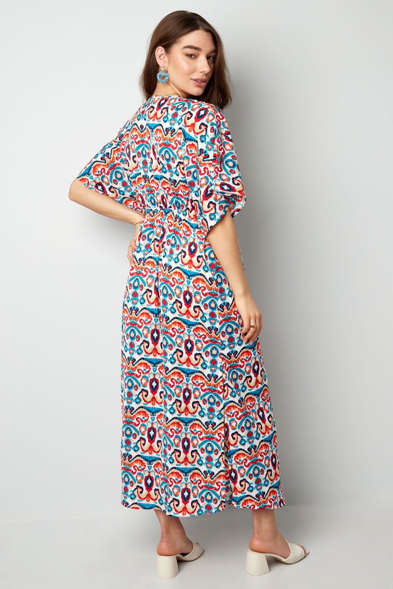 Long dress with print - red/blue - S