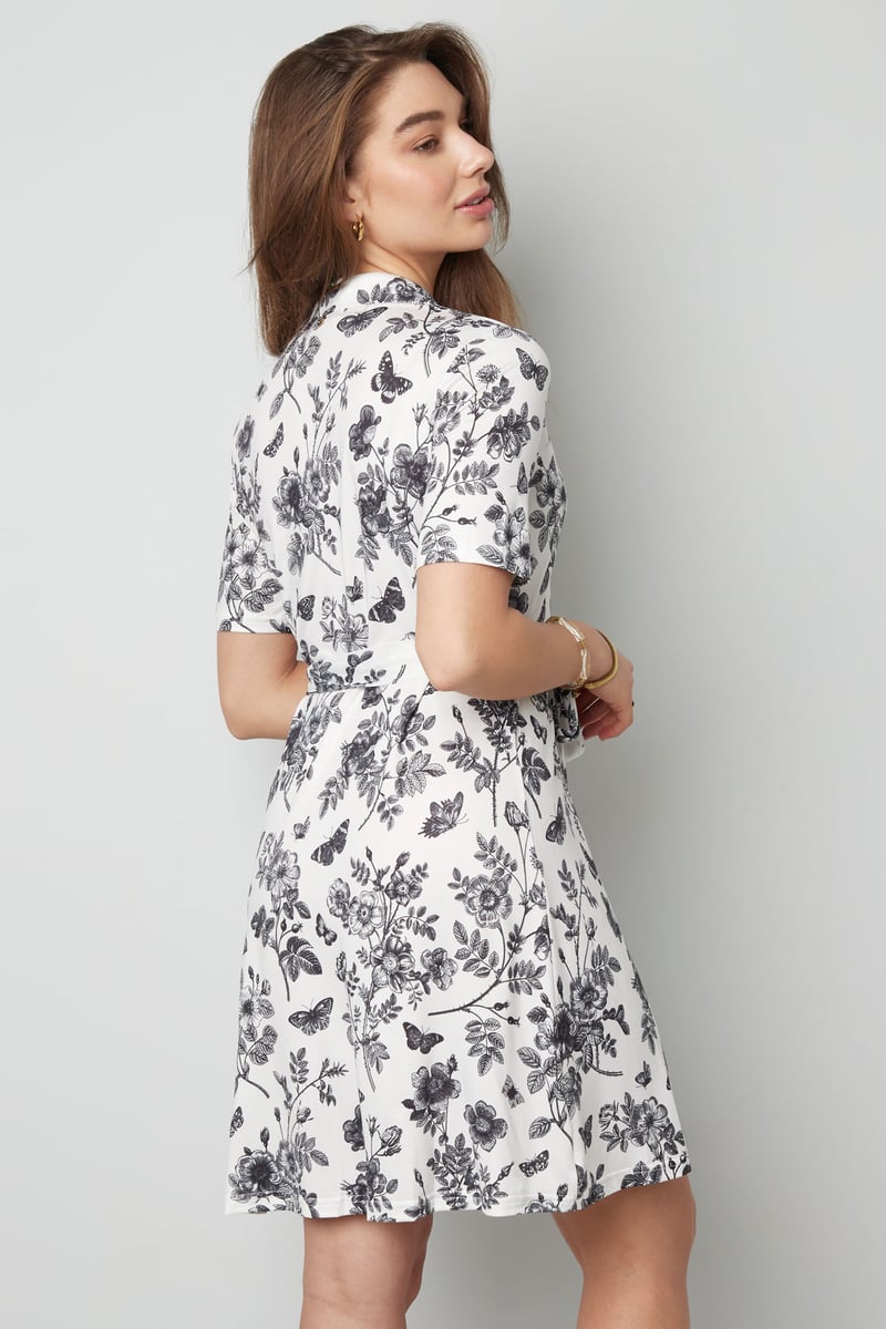 Flower dress with bow - beige 