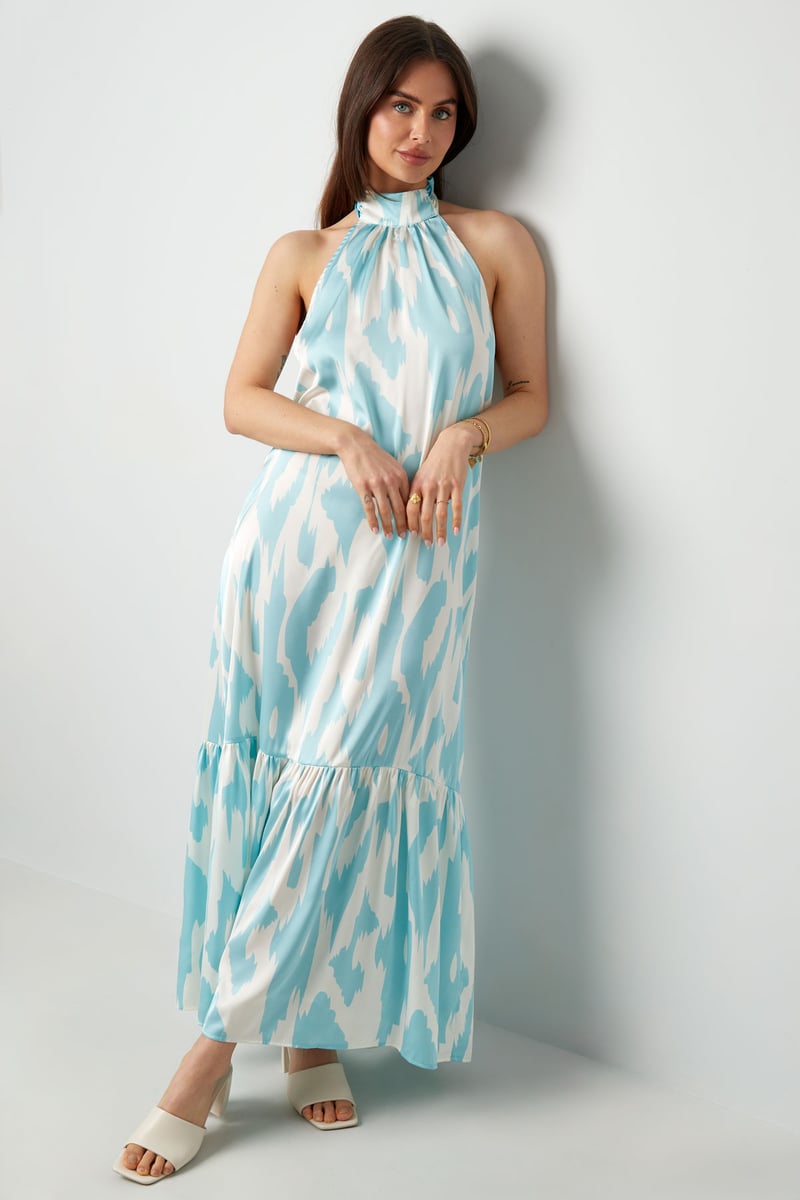Halter dress with print - light blue 