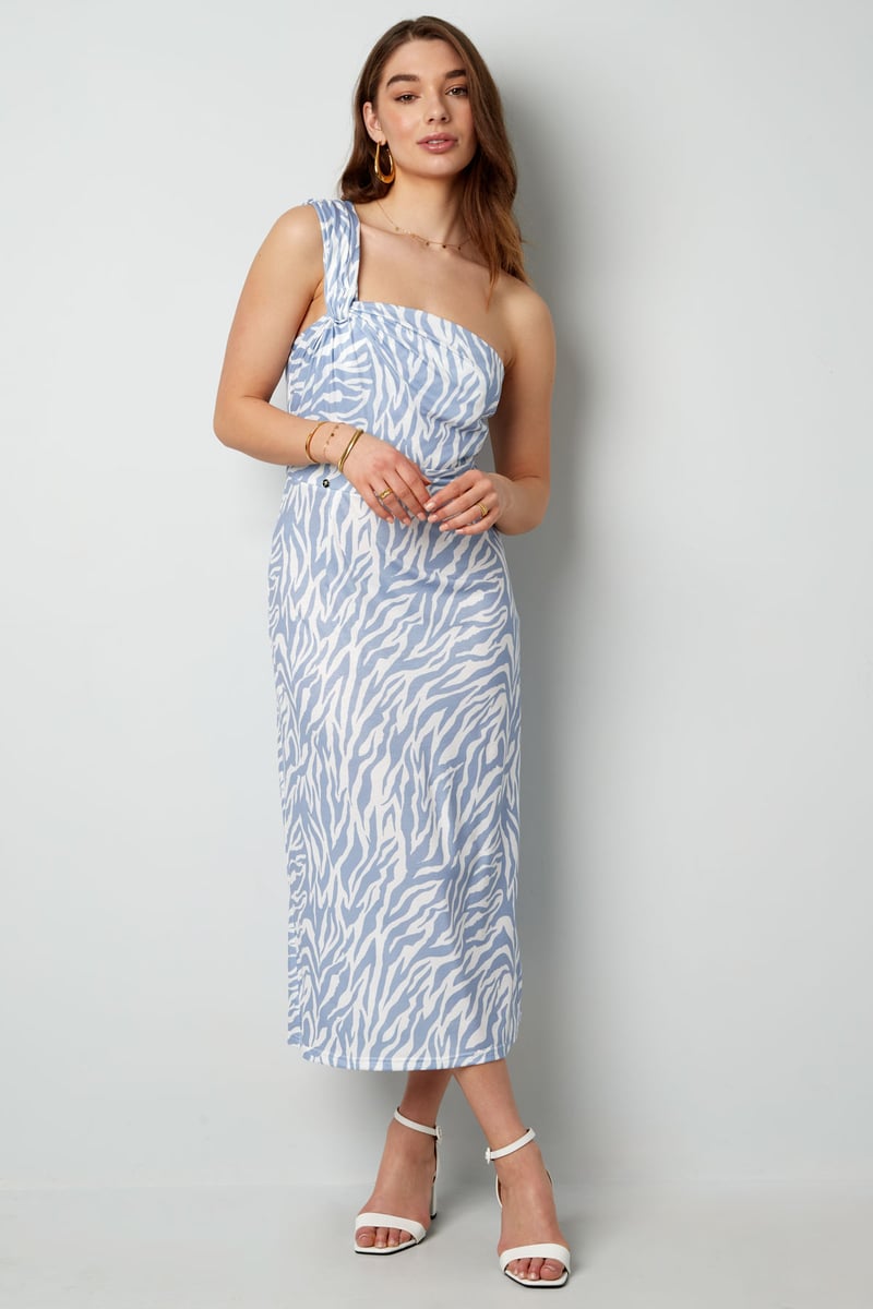 One shoulder zebra dress - black
