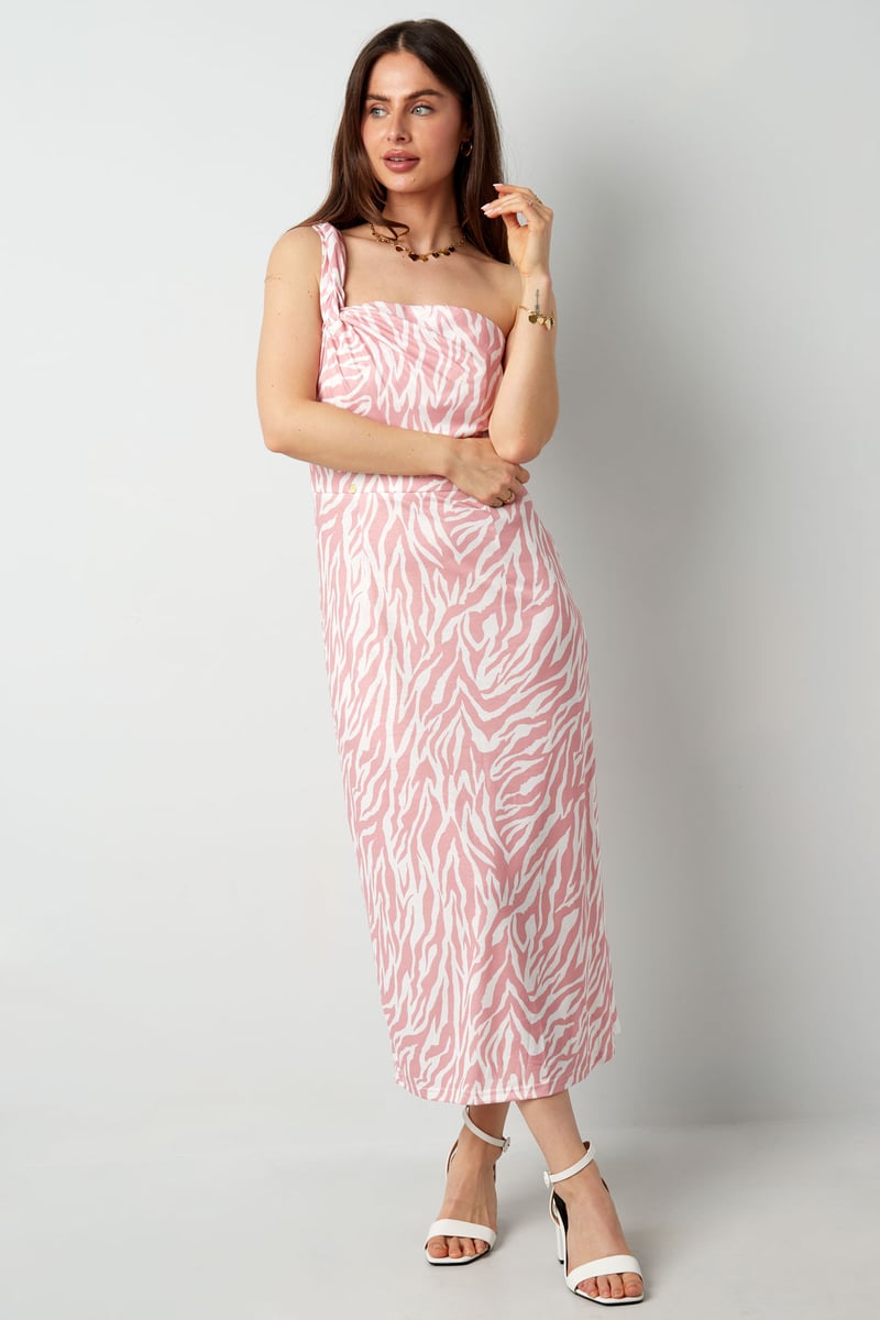 One shoulder zebra dress - black