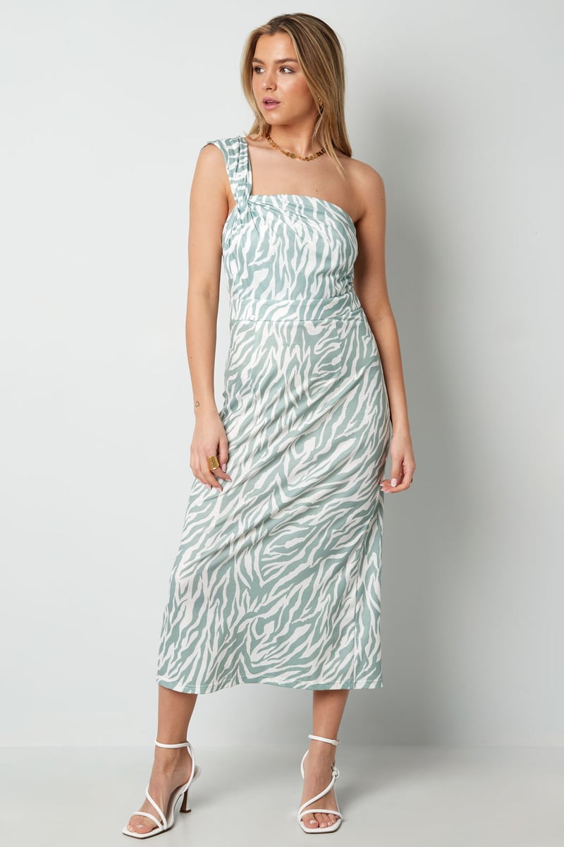 One shoulder zebra dress - black