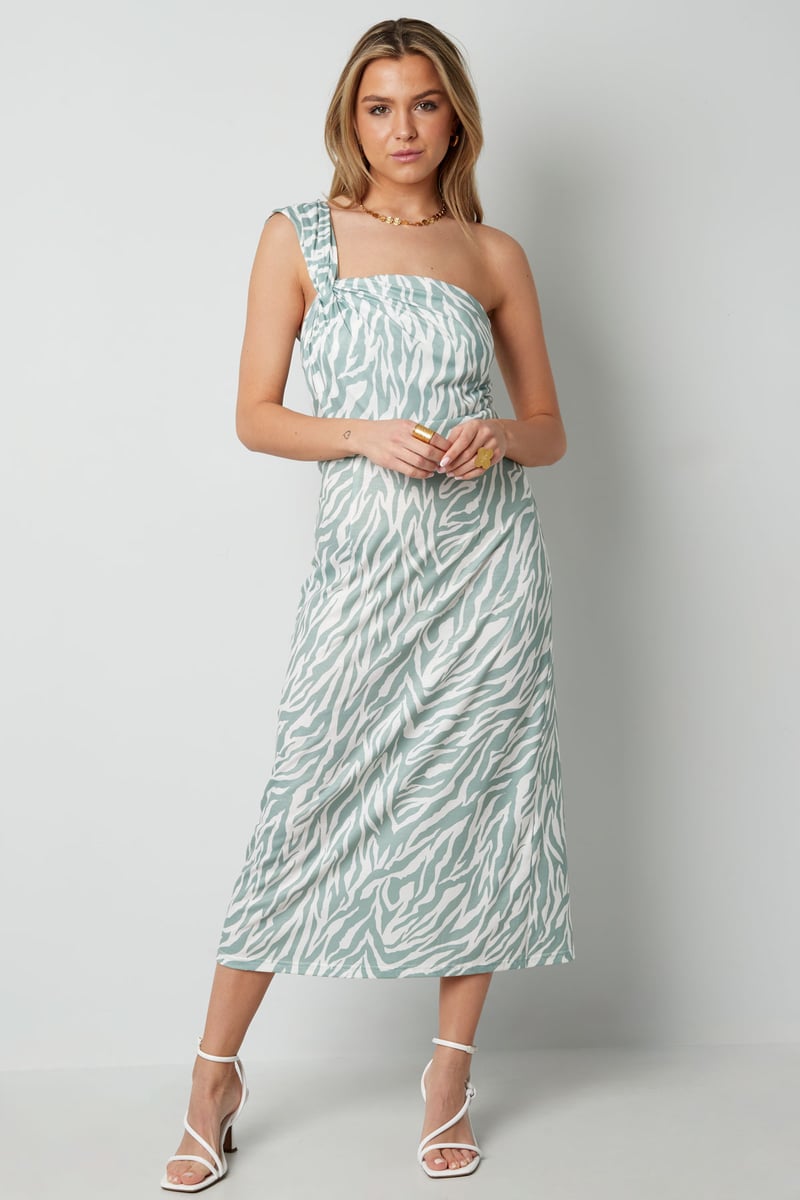 One shoulder zebra dress - black
