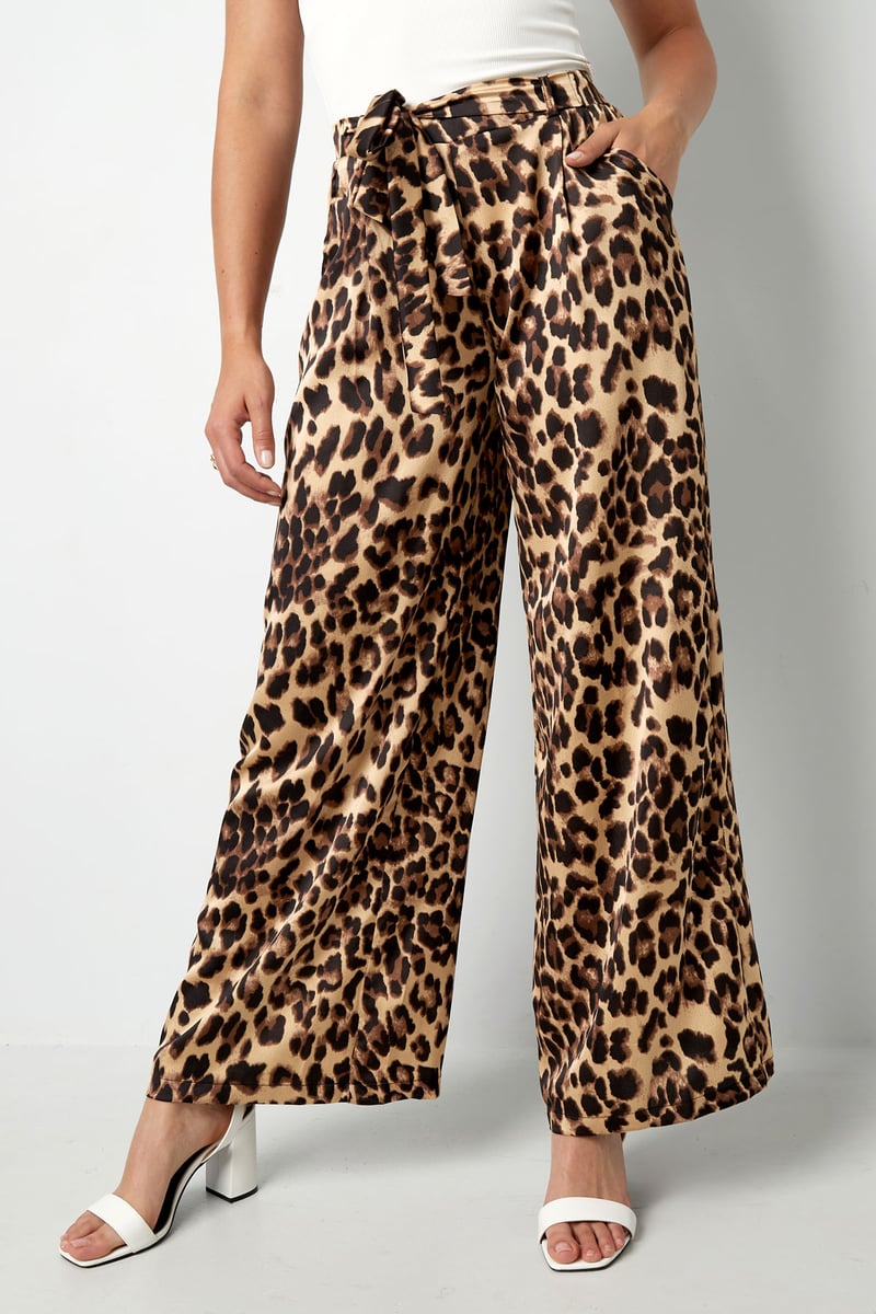 Wide trousers leopard print - brown