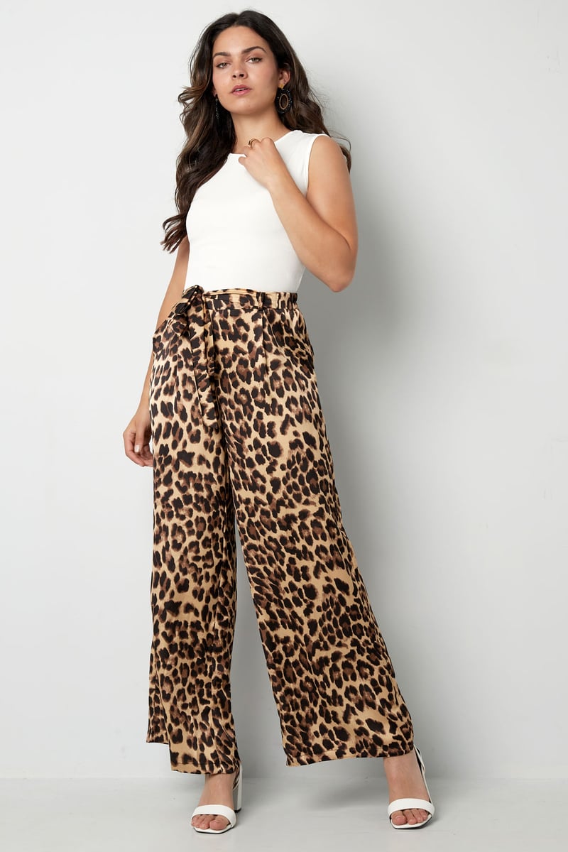 Wide trousers leopard print - brown