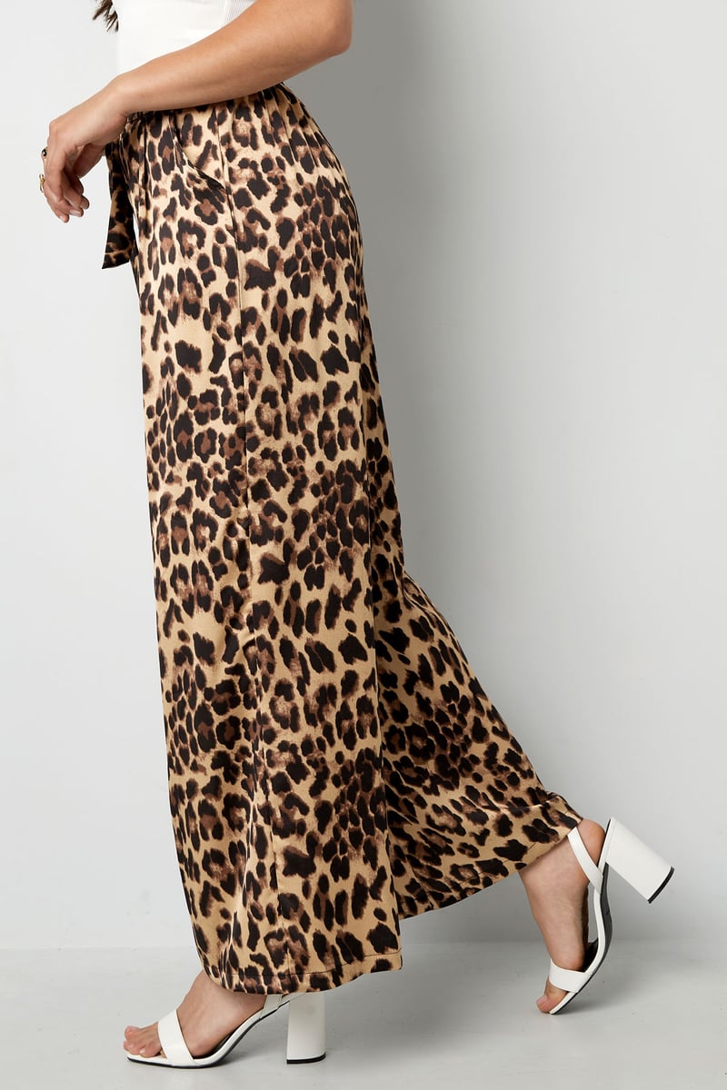 Wide trousers leopard print - brown