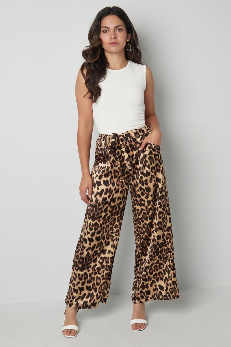 Wide trousers leopard print - brown
