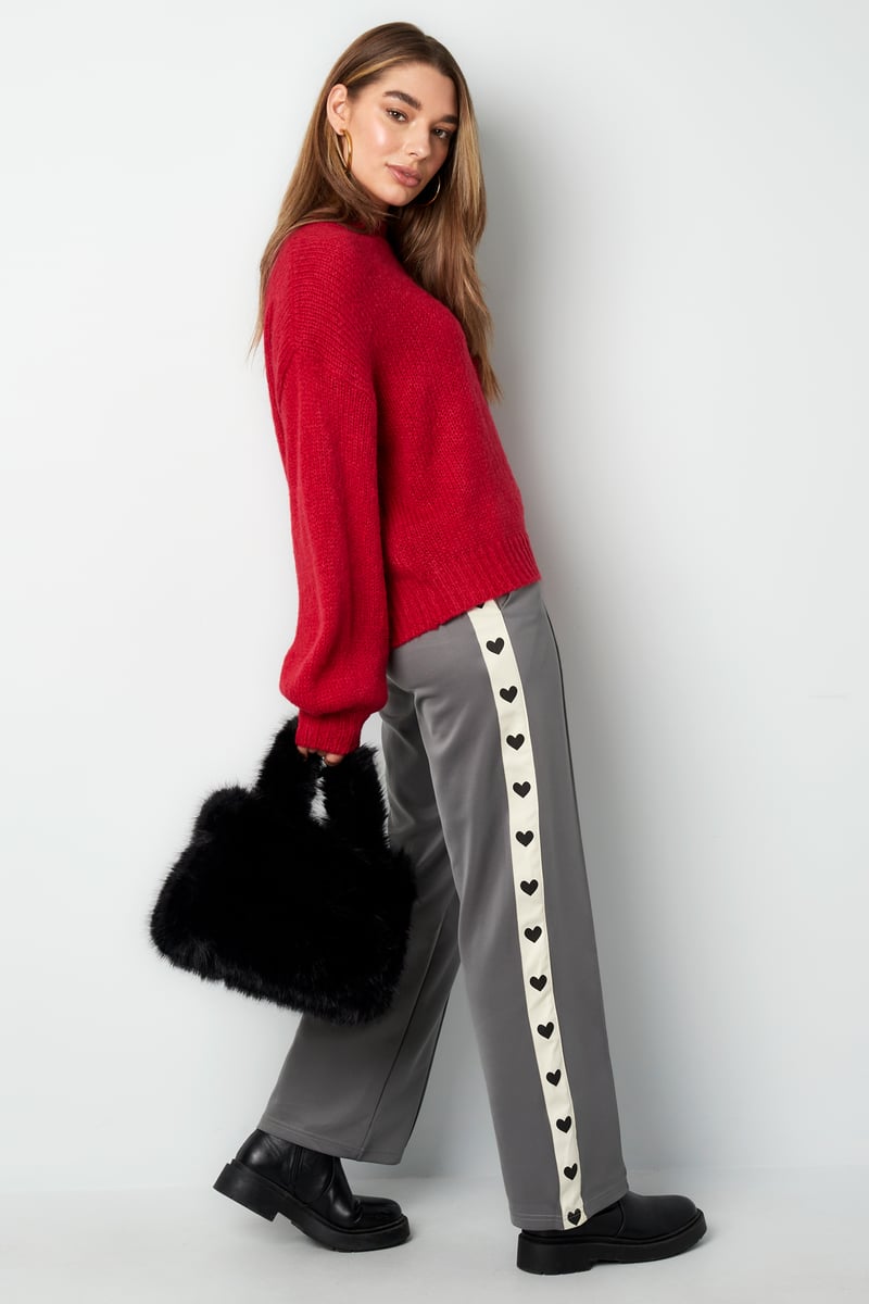Pants with hearts on the side - red