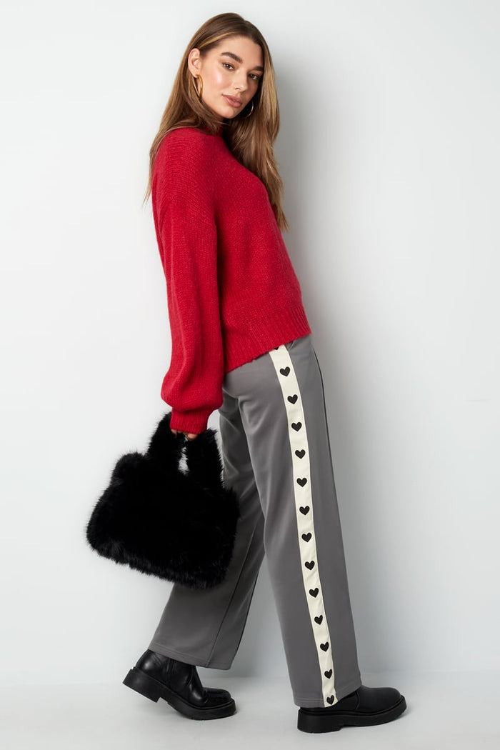 Pants with hearts on the side - red