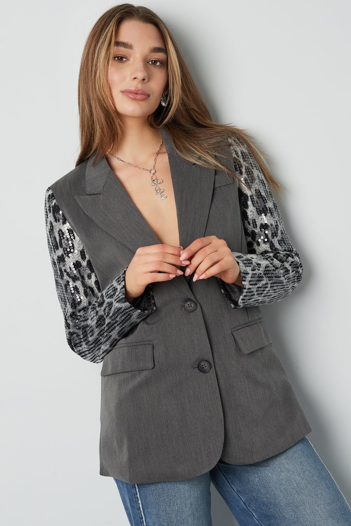 Blazer with Leopard Print