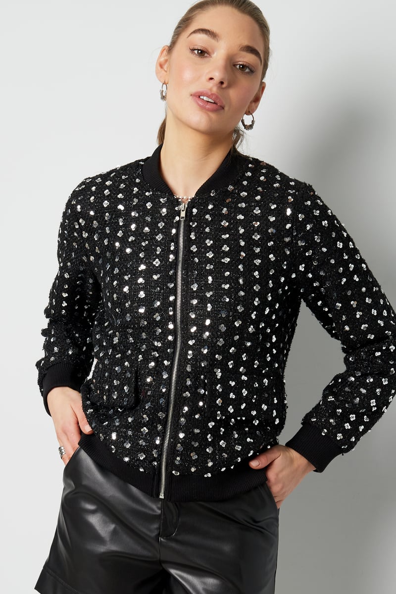 Bomber jacket sparkly day - Black