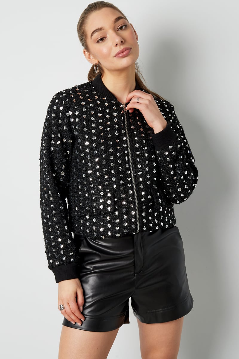 Bomber jacket sparkly day - Black