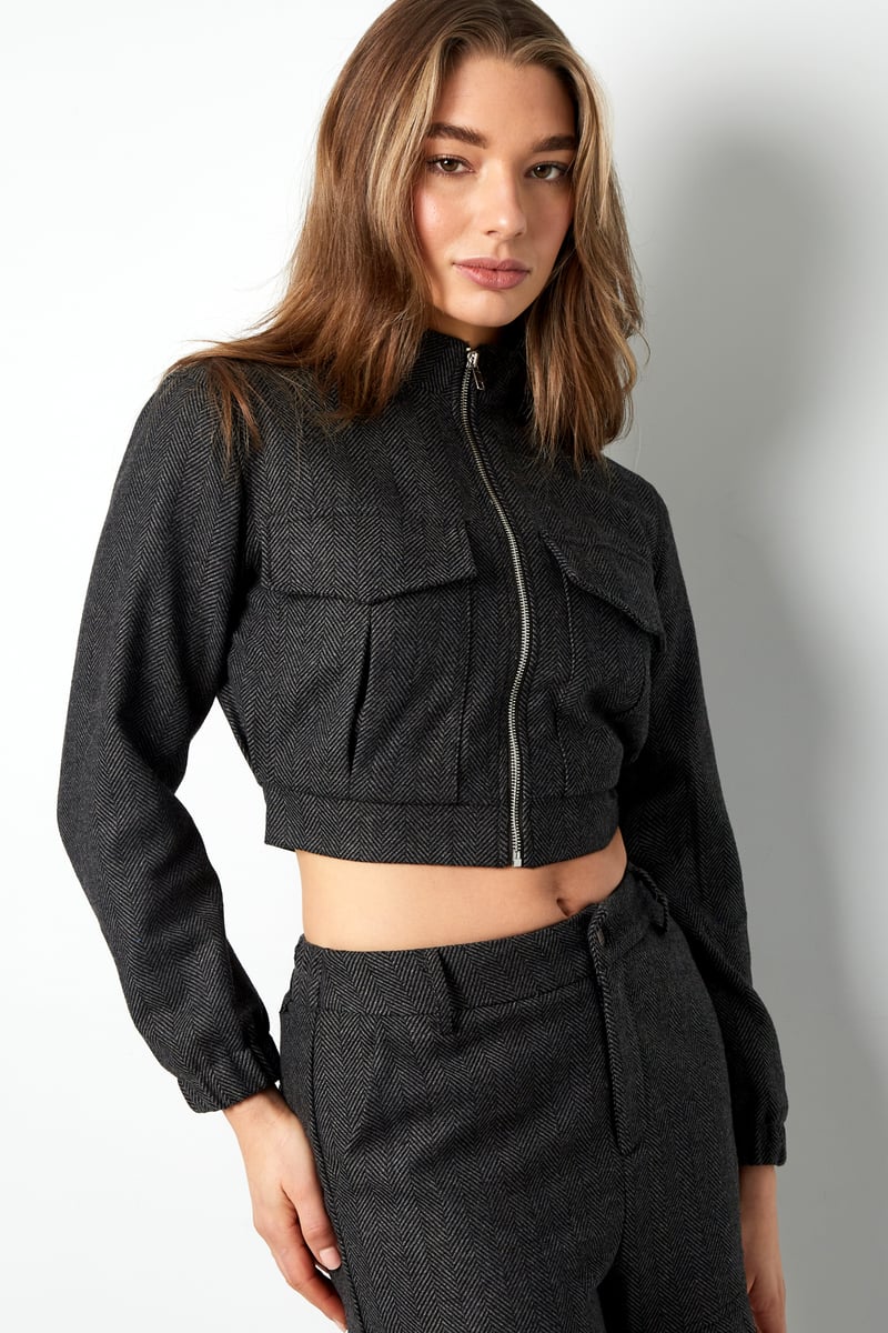 Jacket knitted deluxe - Grey