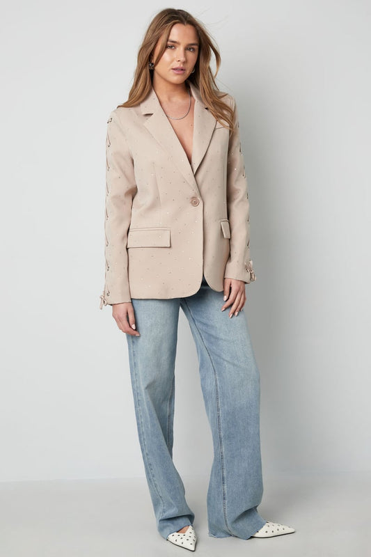 Blazer with stones and lace-up sleeves - purple