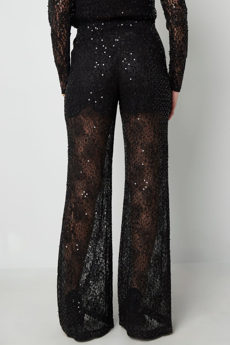 Lace pants with glitter - black