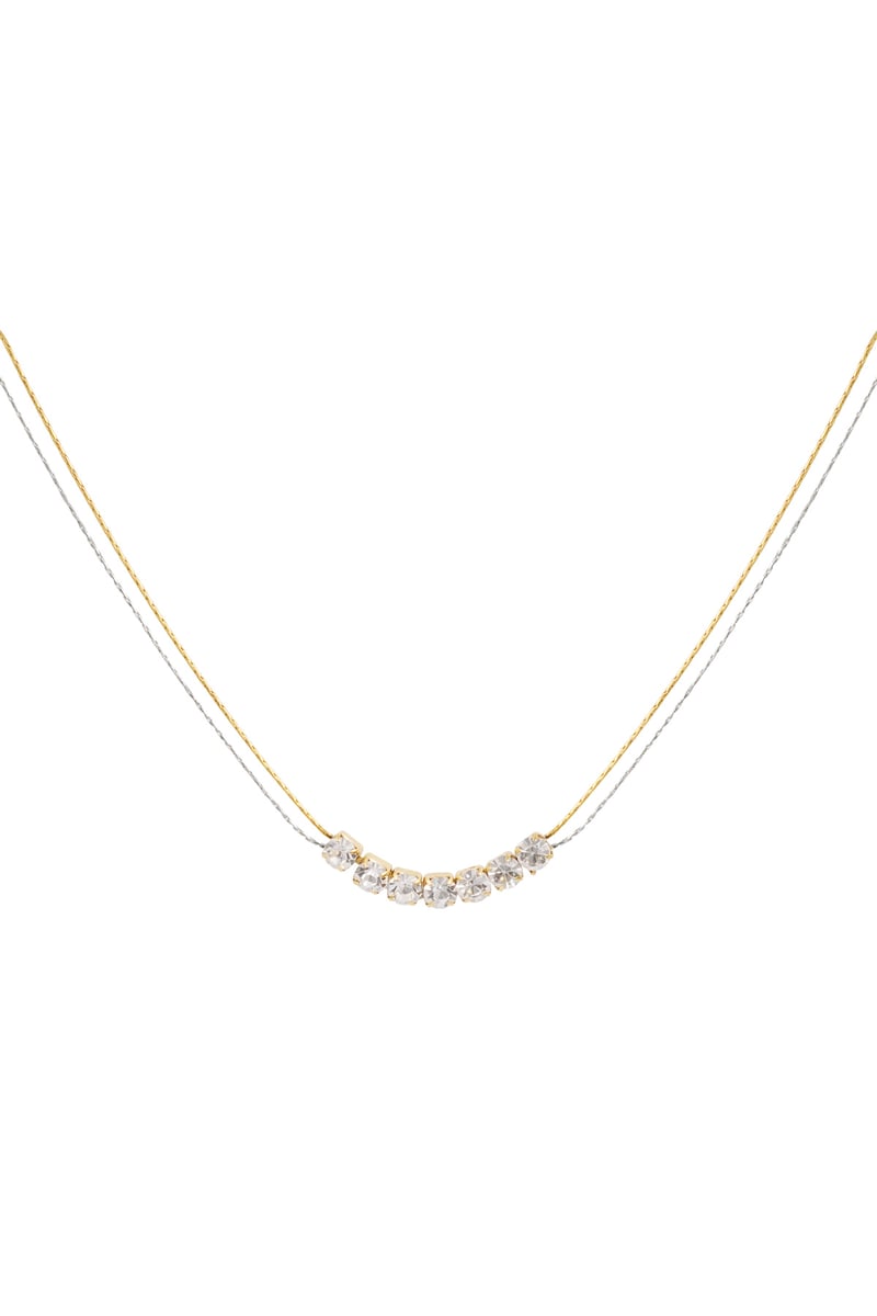 Necklace Gold color/silver with stone