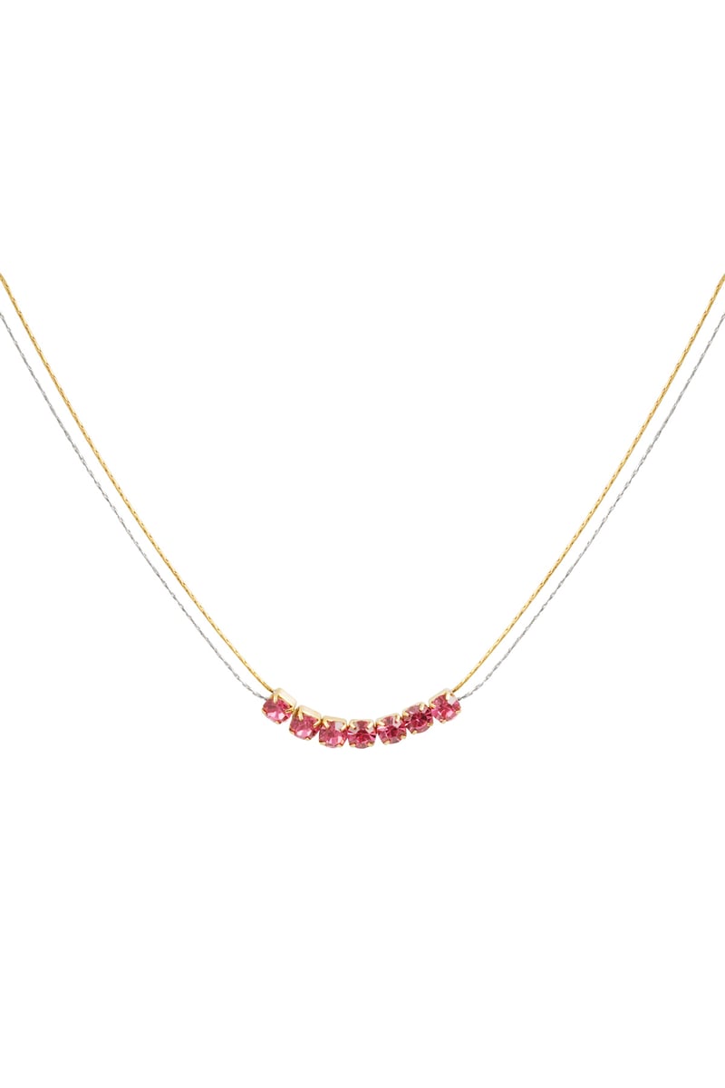 Necklace Gold color/silver with stone