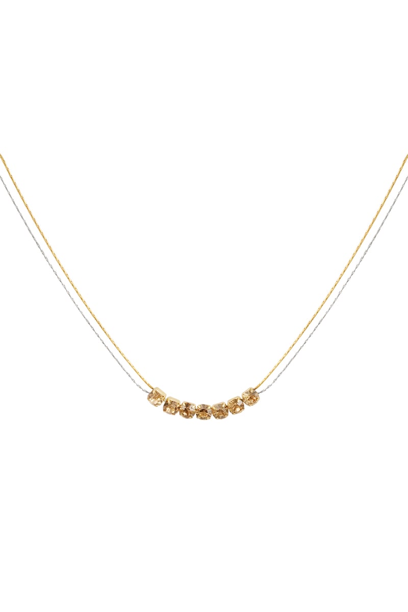 Necklace Gold color/silver with stone