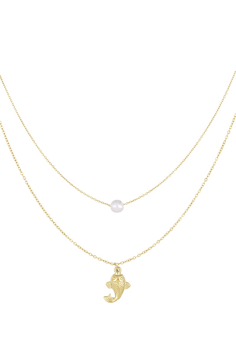 Fish and pearl Necklace