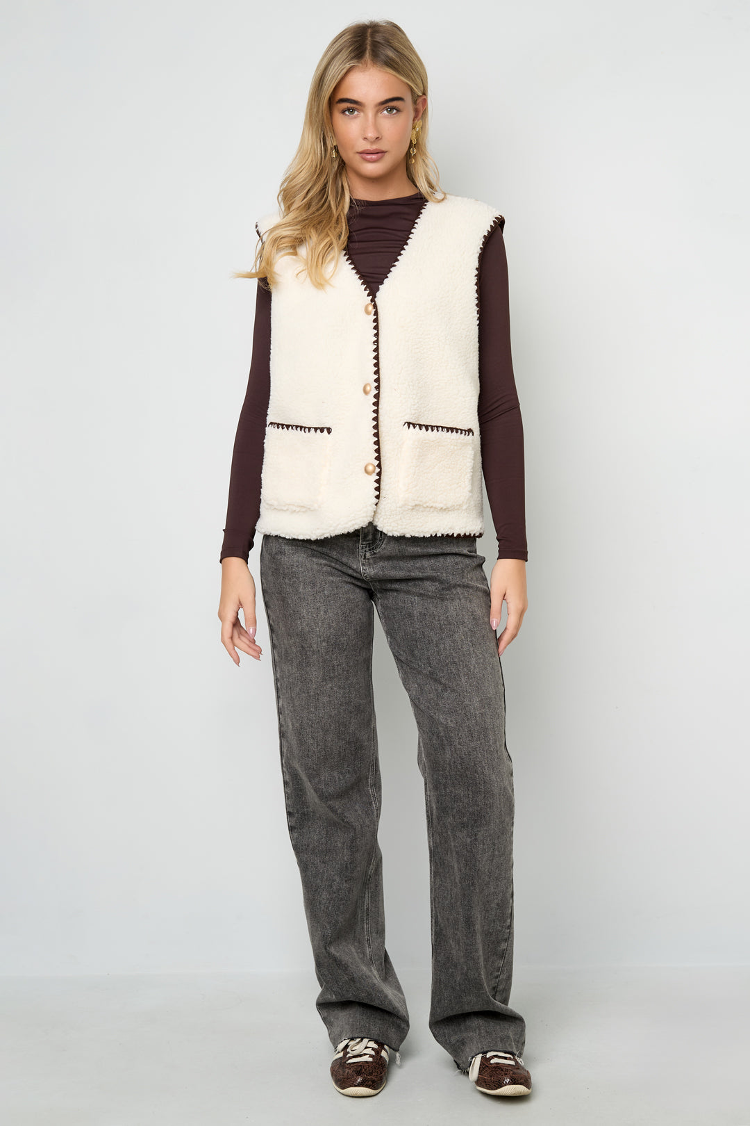Woven Polyester Fiber Women's Vests Casual Fall/Winter Color Clash