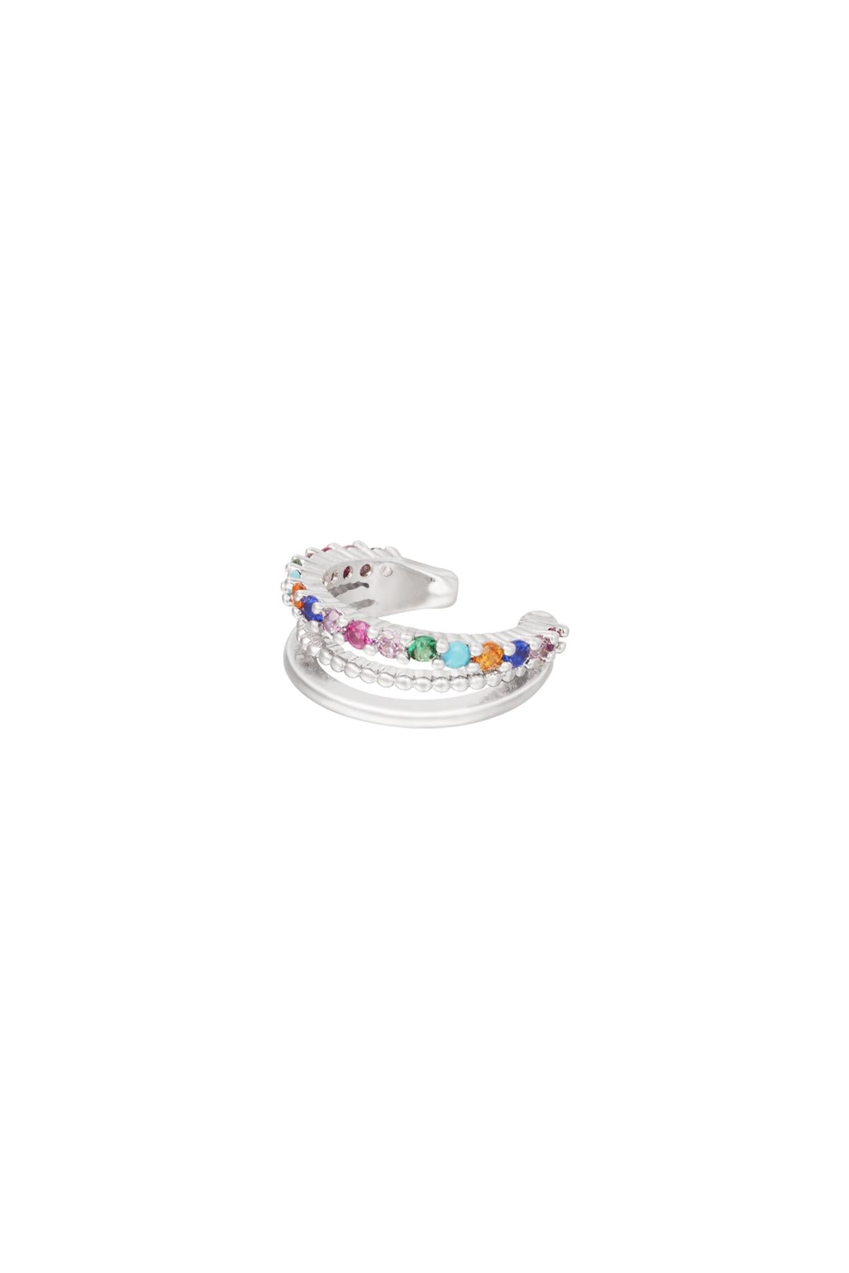 Ear cuff with colorful zircon stones Silver Color Copper