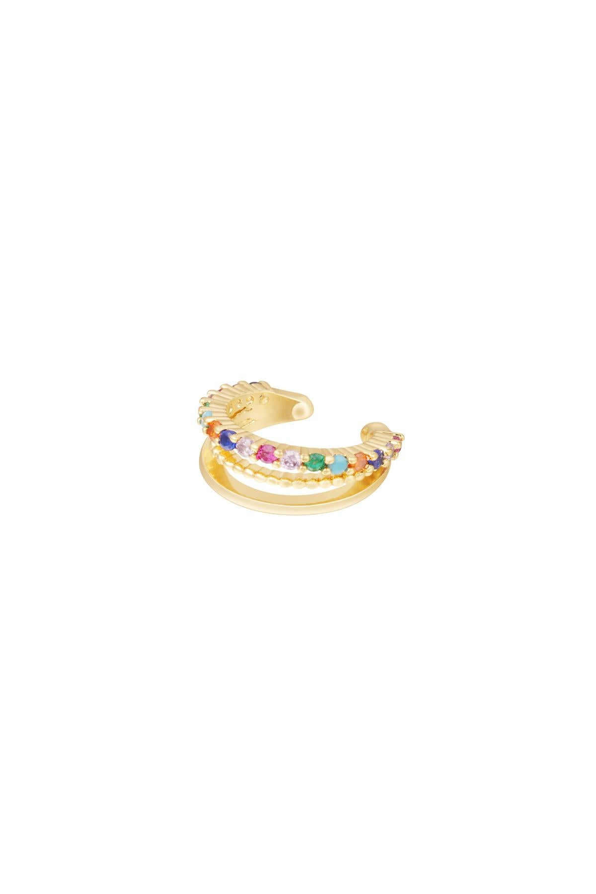 Ear cuff with colorful zircon stones Silver Color Copper