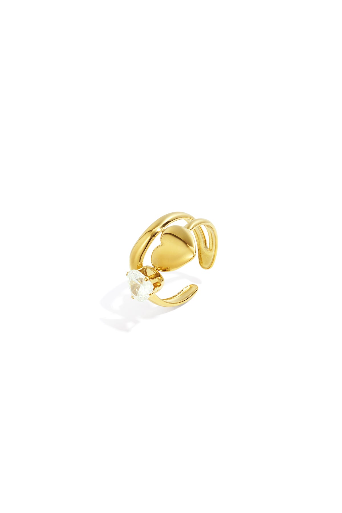Stainless Steel Heart Gemstone Rings