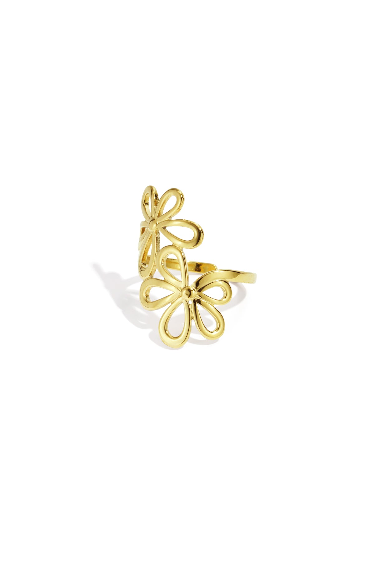 Stainless Steel Flower Statement Ring