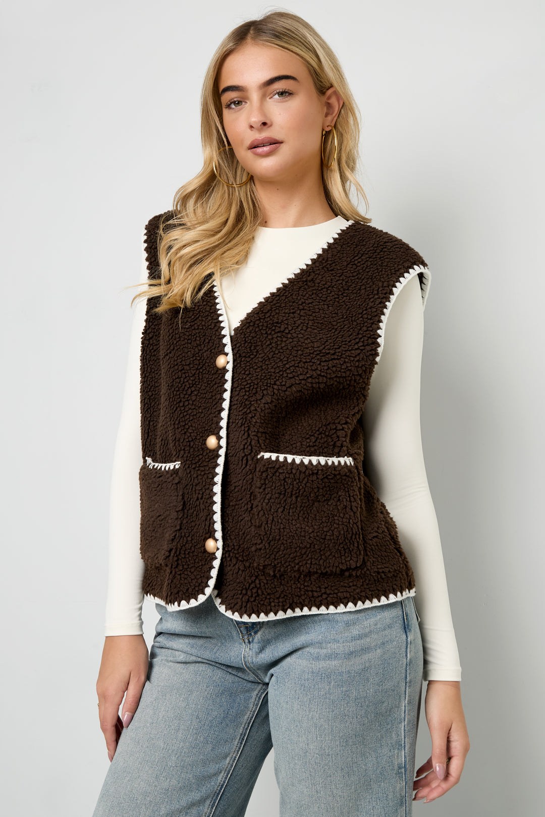 Woven Polyester Fiber Women's Vests Casual Fall/Winter Color Clash