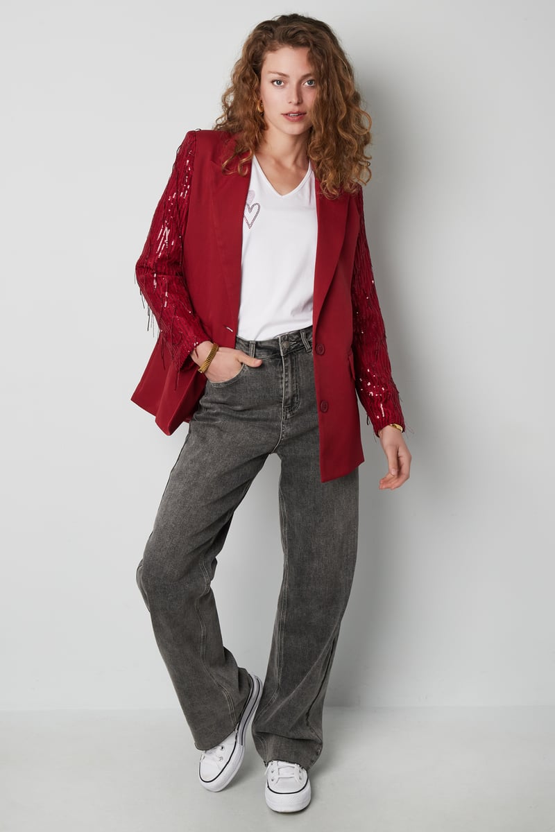 Blazer glitter sleeves - Red