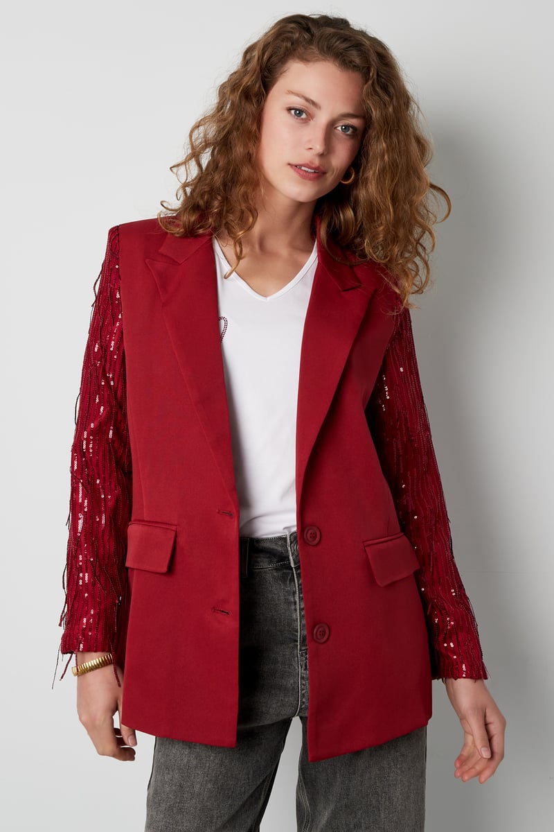 Blazer glitter sleeves - Red