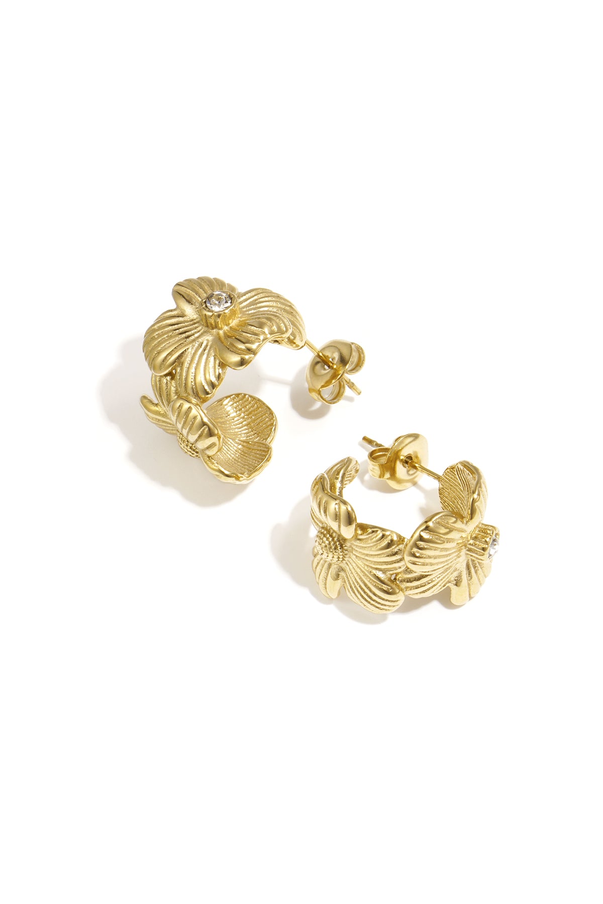 Stainless Steel Hoop Earrings Flower Casual Daily Simple Series Women's jewelry