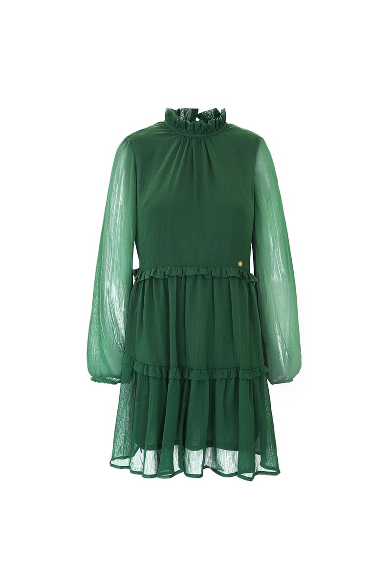 Ruffle chiffon dress Blue S